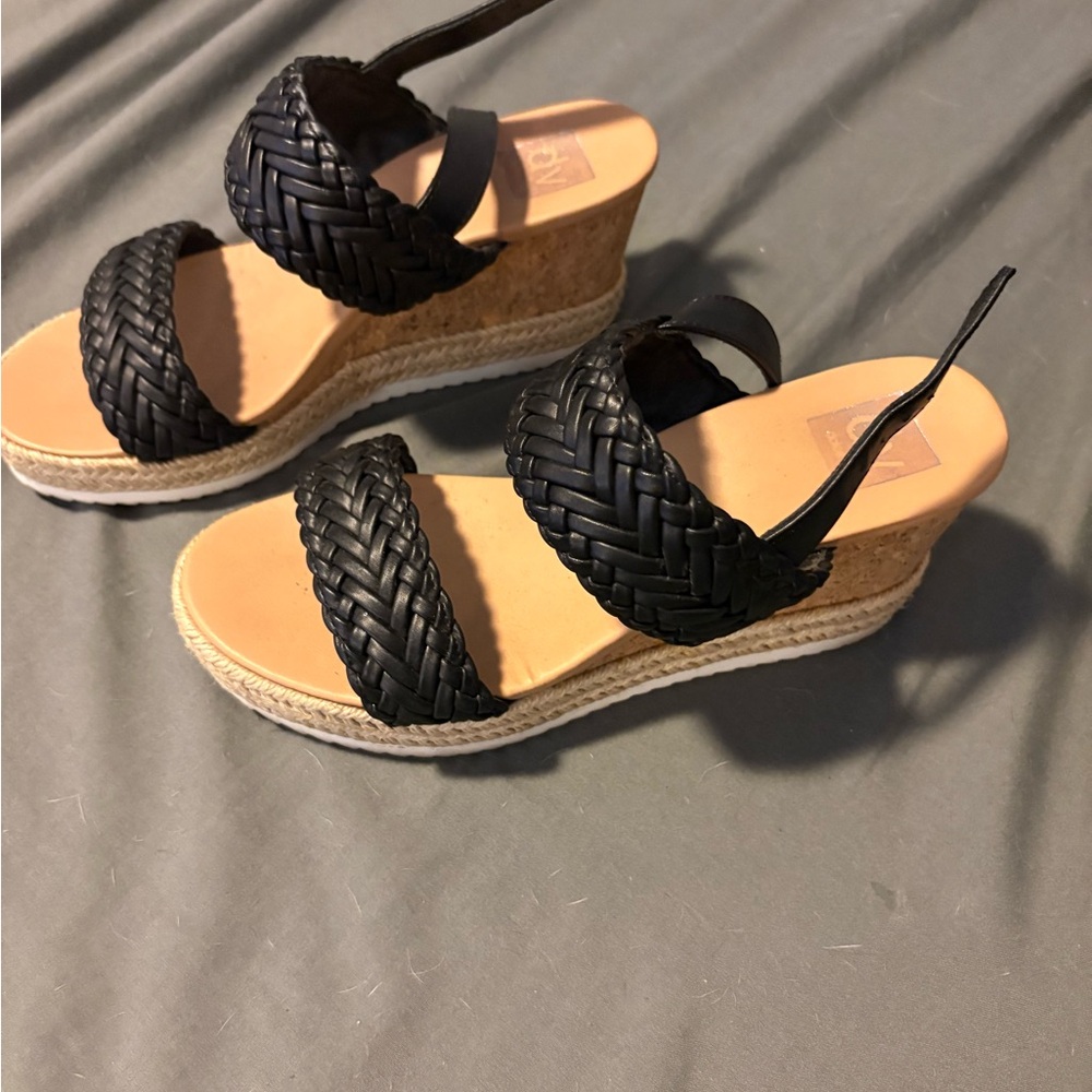 DV by Dolce Vita Black and Cork Wedge Sandals - Women